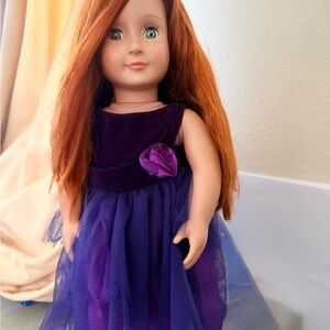 American Girl Doll Beautiful Long Red Hair Green Eyes Freckles Custom